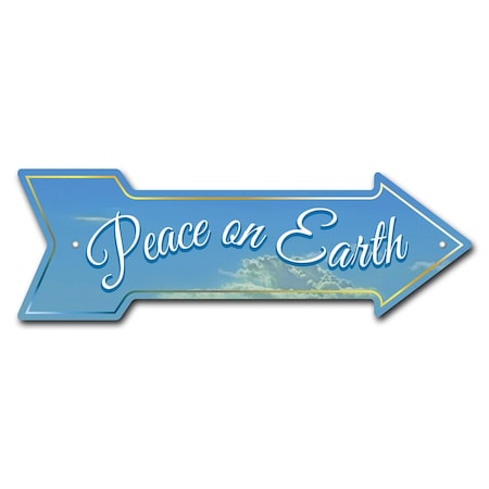 Signmission Peace On Earth Arrow Sign Funny Home Decor 36in Wide P-ARROW12-999680